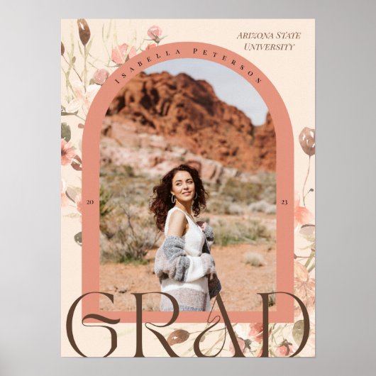 Blumenfantasie: Abschluss mit Boho-Chic-Rahmen Poster (Vorne)