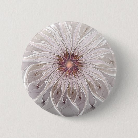Blumenfantasie, Abstrakte moderne Pastell-Blume Button (Vorderseite)