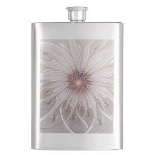 Blumenfantasie, Abstrakte moderne Pastell-Blume Flachmann