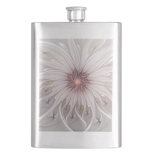 Blumenfantasie, Abstrakte moderne Pastell-Blume Flachmann (Vorderseite)