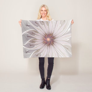 Blumenfantasie, Abstrakte moderne Pastell-Blume Fleecedecke