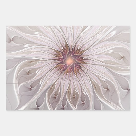 Blumenfantasie, Abstrakte moderne Pastell-Blume Geschenkpapier Set (Vorderseite)