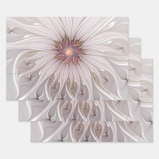 Blumenfantasie, Abstrakte moderne Pastell-Blume Geschenkpapier Set (Set)