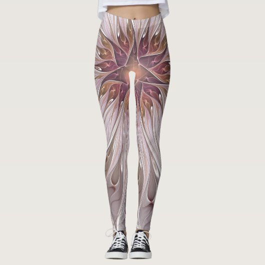 Blumenfantasie, Abstrakte moderne Pastell-Blume Leggings (Vorderseite)