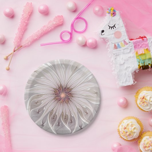 Blumenfantasie, Abstrakte moderne Pastell-Blume Pappteller (Party)