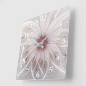 Blumenfantasie, Abstrakte moderne Pastell-Blume Quadratische Wanduhr (Winkel)