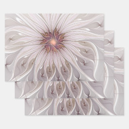 Blumenfantasie, abstrakte moderne Pastellblume Geschenkpapier Set