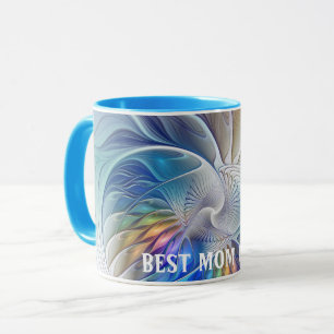 Blumenfantasie, abstraktes fraktales Blumen-Motiv Tasse
