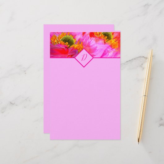 Blumenfantasie Briefpapier (Vorderseite/Rückseite Beispiel)