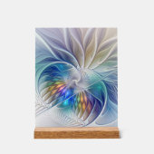 Blumenfantasie, buntes Abstraktes Fraktal Blume Acrylschild (Vorderseite)