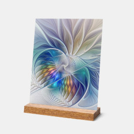 Blumenfantasie, buntes Abstraktes Fraktal Blume Acrylschild