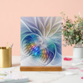 Blumenfantasie, buntes Abstraktes Fraktal Blume Acrylschild (Hochzeit)