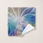 Blumenfantasie, buntes Abstraktes Fraktal Blume Badhandtuch Set (Waschlappen)