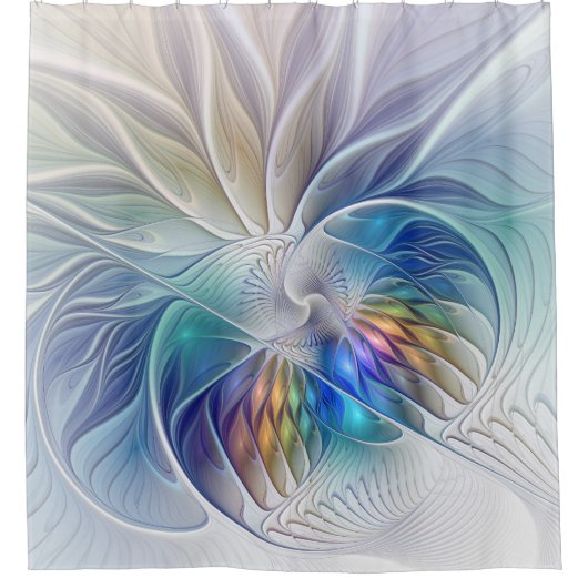 Blumenfantasie, buntes Abstraktes Fraktal Blume Duschvorhang (Vorderseite)