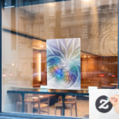 Blumenfantasie, buntes Abstraktes Fraktal Blume Fensteraufkleber (Café-Fenster)