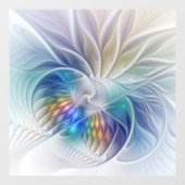 Blumenfantasie, buntes Abstraktes Fraktal Blume Fensteraufkleber (Blatt)