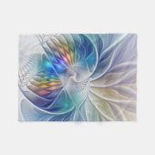Blumenfantasie, buntes Abstraktes Fraktal Blume Fleecedecke (Vorderseite (Horizontal))