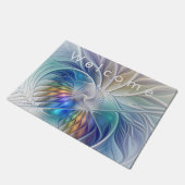 Blumenfantasie, buntes Abstraktes Fraktal Blume Fußmatte (Schrägansicht)