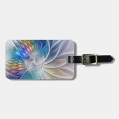 Blumenfantasie, buntes Abstraktes Fraktal Blume Gepäckanhänger (Vorderseite horizontal)