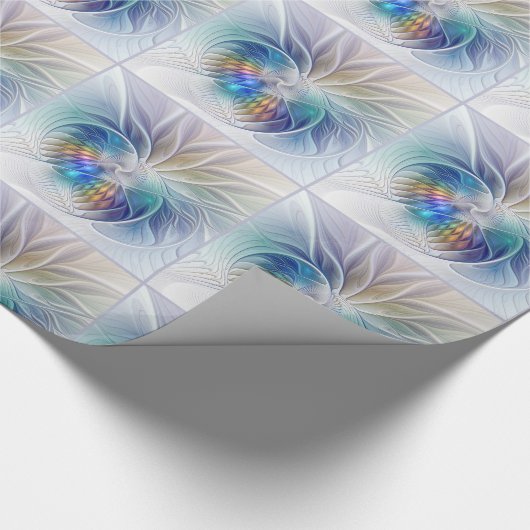 Blumenfantasie, buntes Abstraktes Fraktal Blume Geschenkpapier (Ecke)