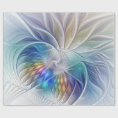 Blumenfantasie, buntes Abstraktes Fraktal Blume Geschenkpapier (Flach)