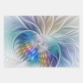 Blumenfantasie, buntes Abstraktes Fraktal Blume Geschenkpapier Set (Vorderseite 3)