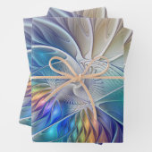 Blumenfantasie, buntes Abstraktes Fraktal Blume Geschenkpapier Set (Beispiel)