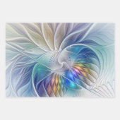 Blumenfantasie, buntes Abstraktes Fraktal Blume Geschenkpapier Set (Vorderseite 2)