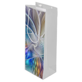 Blumenfantasie, buntes Abstraktes Fraktal Blume Geschenktüte Für Weinflaschen