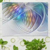 Blumenfantasie, buntes Abstraktes Fraktal Blume Geschirrtuch (Gefaltet)