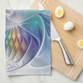 Blumenfantasie, buntes Abstraktes Fraktal Blume Geschirrtuch (Viertel Falte)