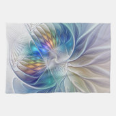 Blumenfantasie, buntes Abstraktes Fraktal Blume Geschirrtuch (Horizontal)