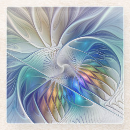 Blumenfantasie, buntes Abstraktes Fraktal Blume Glasuntersetzer