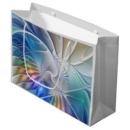 Blumenfantasie, buntes Abstraktes Fraktal Blume Große Geschenktüte