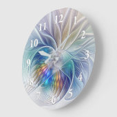 Blumenfantasie, buntes Abstraktes Fraktal Blume Große Wanduhr (Winkel)