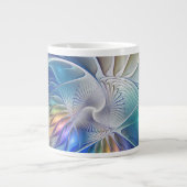Blumenfantasie, buntes Abstraktes Fraktal Blume Jumbo-Tasse (Vorderseite)