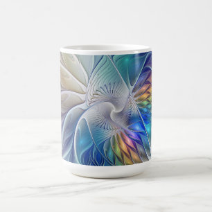 Blumenfantasie, buntes Abstraktes Fraktal Blume Kaffeetasse