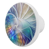 Blumenfantasie, buntes Abstraktes Fraktal Blume Keramikknauf (Rechts)