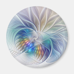 Blumenfantasie, buntes Abstraktes Fraktal Blume Magnet