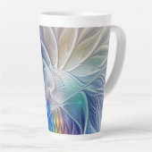 Blumenfantasie, buntes Abstraktes Fraktal Blume Milchtasse (Rechte Ecke)