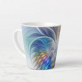 Blumenfantasie, buntes Abstraktes Fraktal Blume Milchtasse (Linke Ecke)