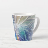 Blumenfantasie, buntes Abstraktes Fraktal Blume Milchtasse (Rechte Ecke)