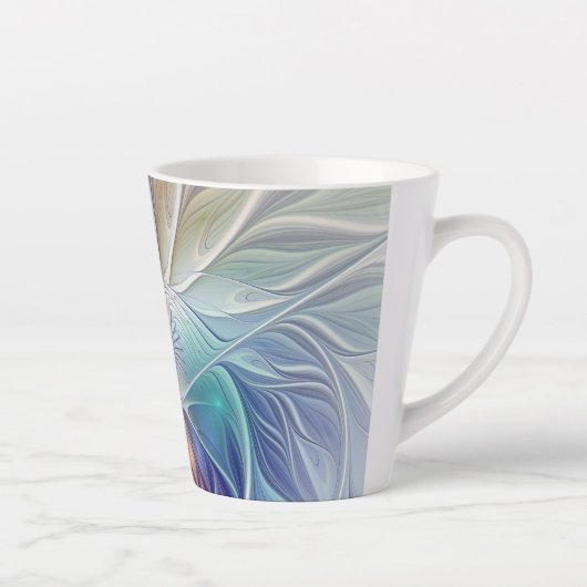 Blumenfantasie, buntes Abstraktes Fraktal Blume Milchtasse (Rechts)