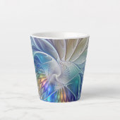 Blumenfantasie, buntes Abstraktes Fraktal Blume Milchtasse (Vorderseite)