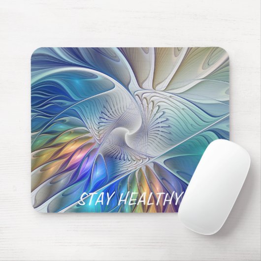 Blumenfantasie, buntes Abstraktes Fraktal Blume Mousepad (Mit Mouse)