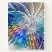 Blumenfantasie, buntes Abstraktes Fraktal Blume Notizblock (Rückseite)