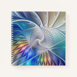 Blumenfantasie, buntes Abstraktes Fraktal Blume Notizblock