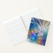 Blumenfantasie, buntes Abstraktes Fraktal Blume Notizblock (Innenseite)