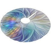 Blumenfantasie, buntes Abstraktes Fraktal Blume Polyester Weihnachtsbaumdecke (Schrägansicht)