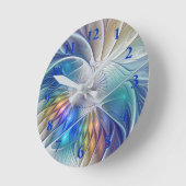 Blumenfantasie, buntes Abstraktes Fraktal Blume Runde Wanduhr (Winkel)